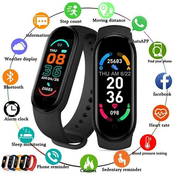 High Quality New M6 Smart Wah Mens Wen Fitness Smart Bracelet Sports Band Blood Pressure Monitor Waterproof Mti Suitable for Mi Band 6 O2411