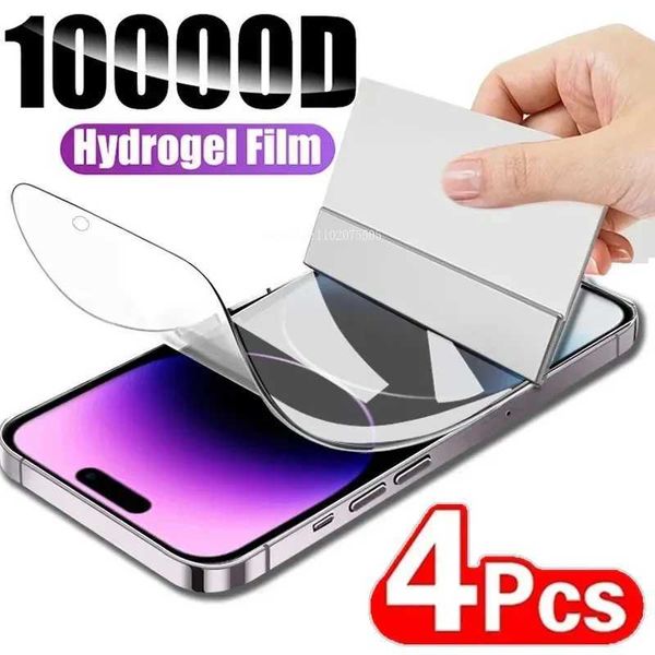 4Pcs Soft Hydrogel Film 13 12 Pro Max Silicone TPU Screen Protector For IPhone 14 11 XS XR X 7 8 15 Plus Support unlocking M250120