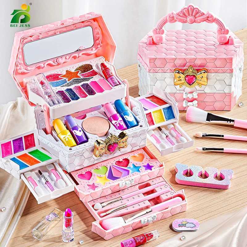 Girls makeup kit simulation cosmetics suitcase nail polish lipstick box role-playing beauty fashion toys 6 years birthday gift W241119