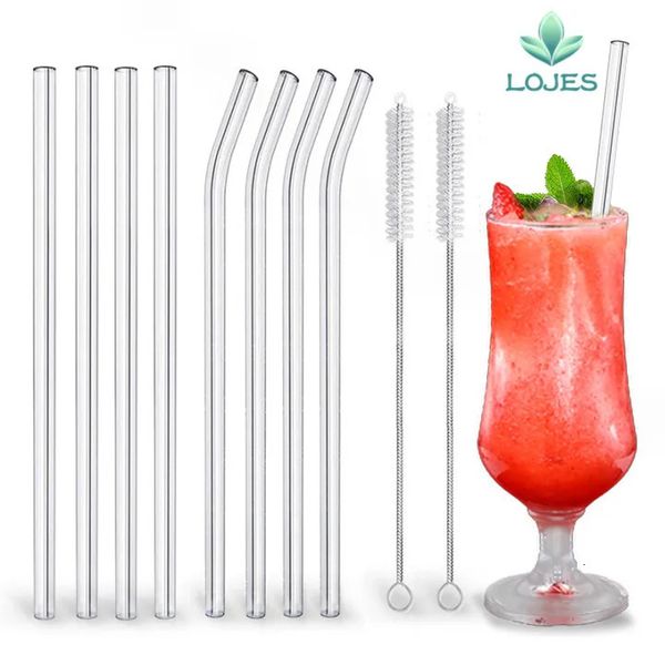 4 reusable drinking glass tubes environmentally friendly with cleaning brushes promotional items for events and parties 241209