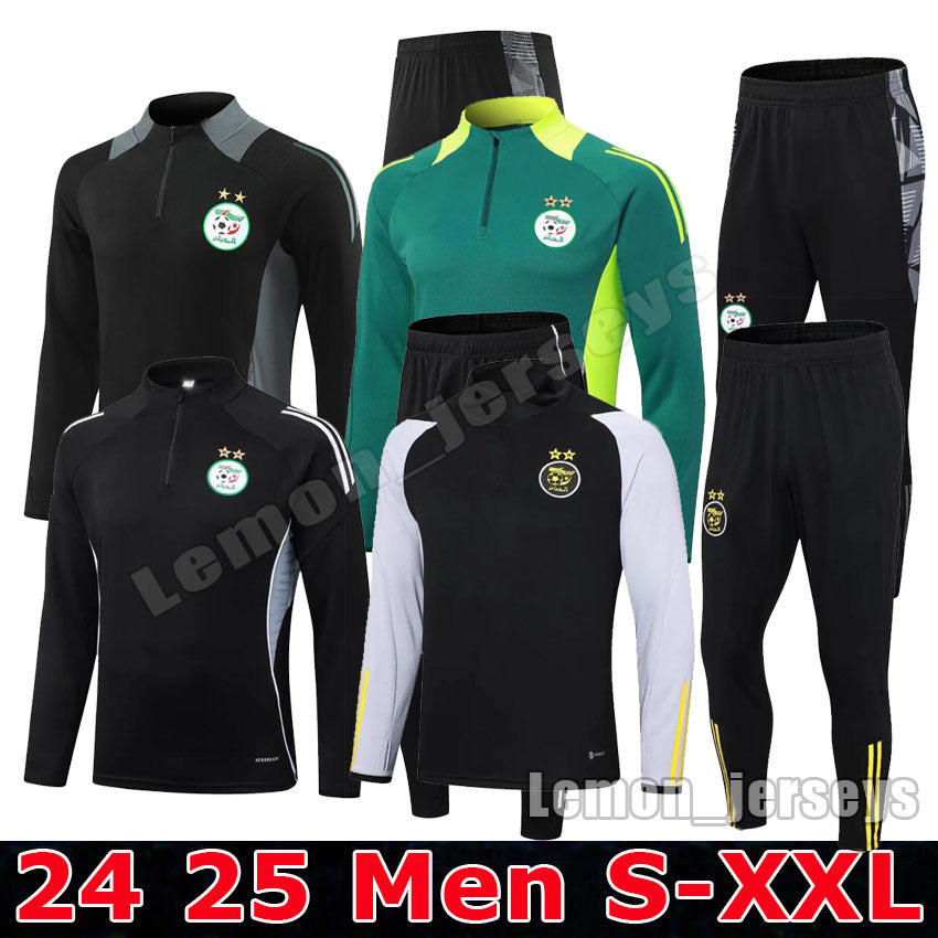 2025 2026 Algeria Men&#039;s Kids soccer jersey tracksuit kit 25 26 Algerie BOUNEDJAH MAHREZ Half zipper Survetement maillot de foot Football Joggin