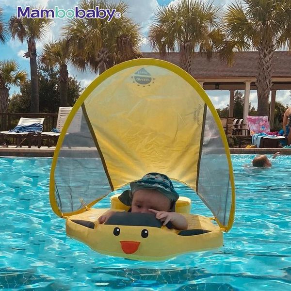 Mambobaby Baby Pool Float Lying Swim Floating For Infant Non-Inflatable With Awning Play Water Toys For 3-24 Months 240624