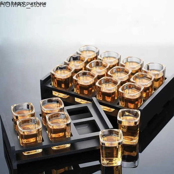 Wine Glasses Glass Liquor Set White Wine Glass with Wooden Cup Holder Spirit Glass Shot Glasses Set Glass Cup Brandy Cups Drinking Glasses L