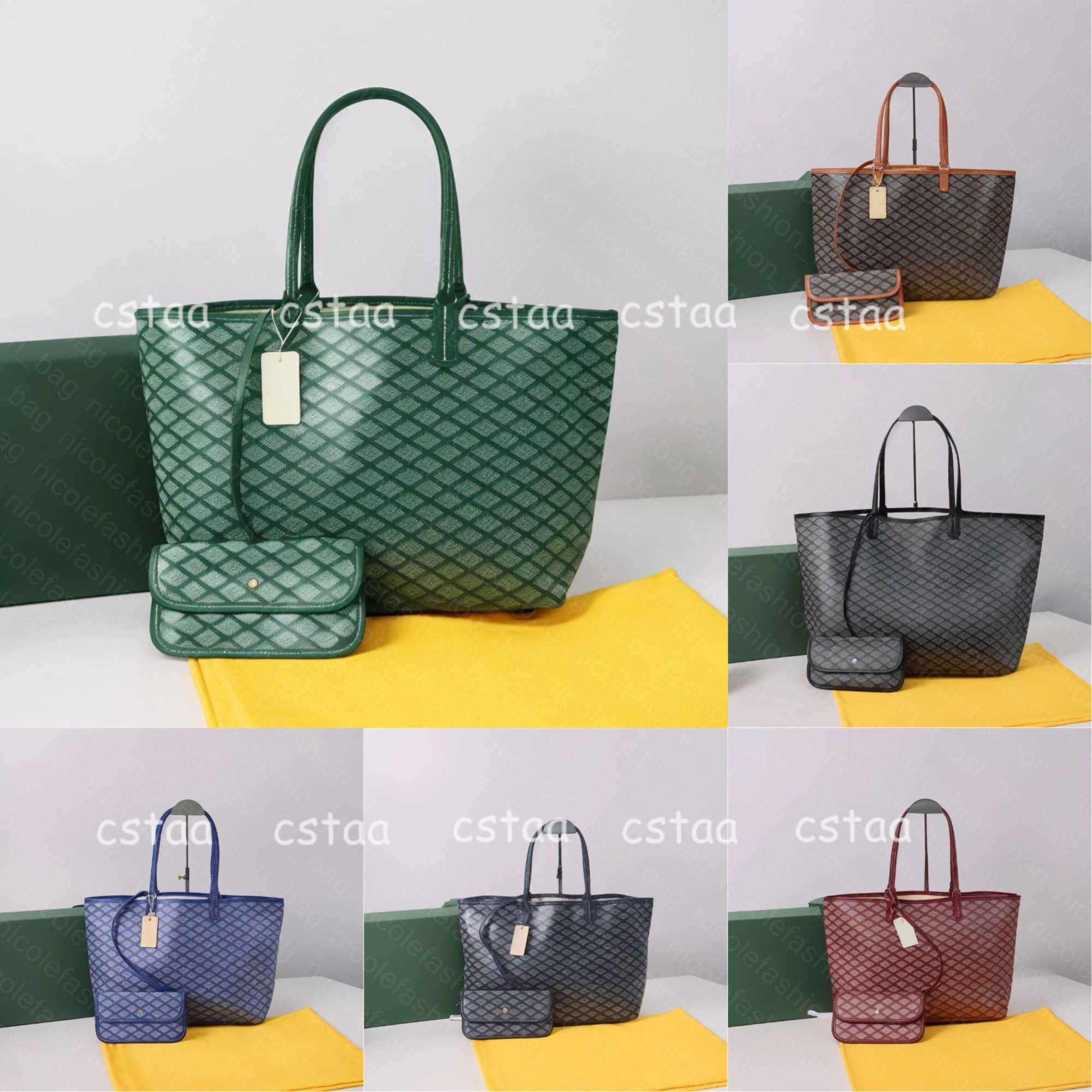 Designer bag Tote bag Womens classic handbag High quality leather shoulder bag Large capacity double-sided green grid double letter shopping bag wit