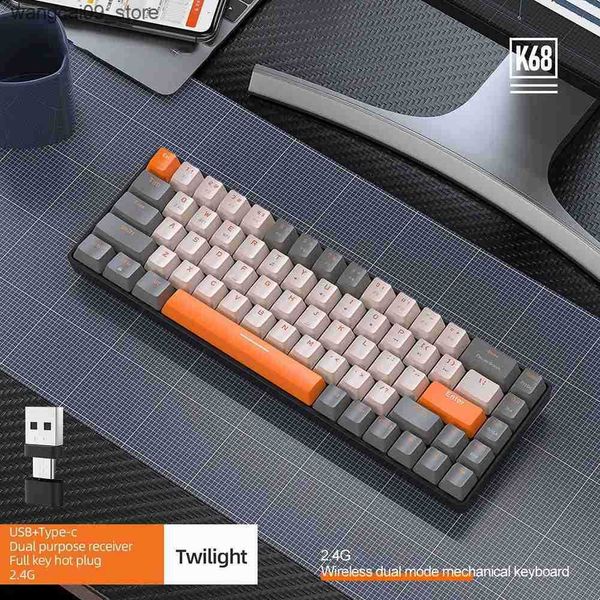 Keyboards AK680 Mechanical Gaming Keyboard USB Wired Keypad Hot Swappable 68 Keys RGB Backlit Gaming Red-Brown Switch For Laptop PC J241218