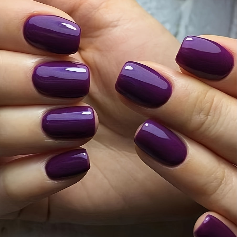 TEMU 72pcs Set Of Nude (purple) Glossy Short Square, Reusable Fake Nails, Suitable For Women And S, Party Accessories Including Nail Set (jelly Glue