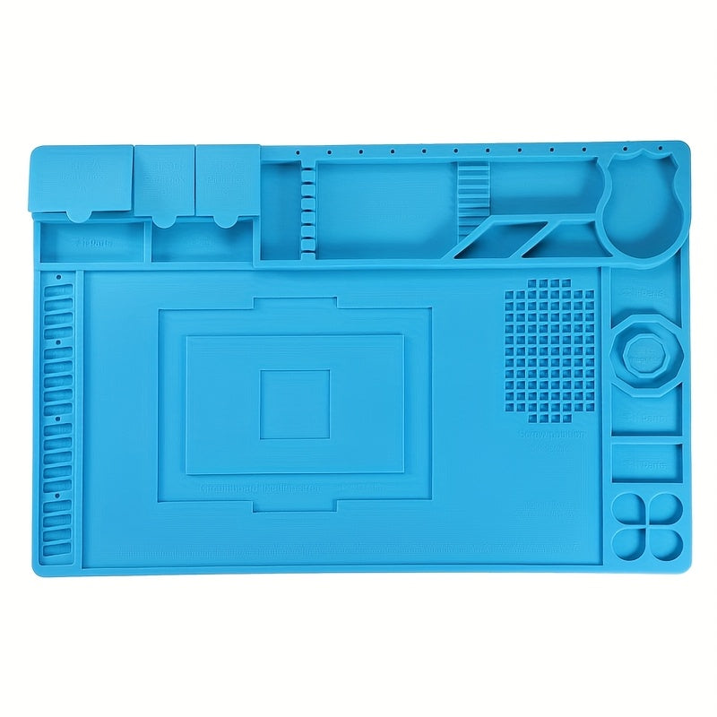 TEMU Large Insulating Heat-resistant Silicone Soldering - Durable Non-slip Surface With Tool Slots & Cable Management For Electronics Repair, Diy