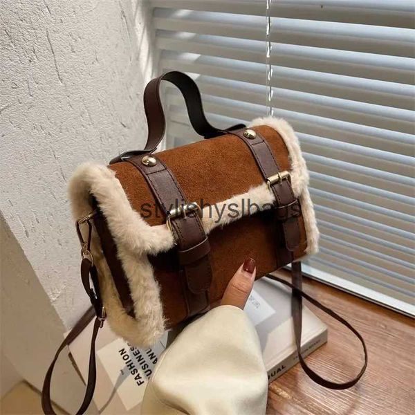 Cross Body Crossbody Bags for Shoulder Bag New Lamb Plush Small Square Handbag Style stylishhandbagsstore H240904