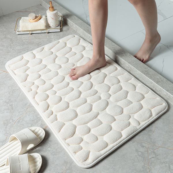 Bath Mats Cobblestone Embossed Mat Non-slip Carpets Water Absorption Washable Bathtub Floor Rug Shower Doormat Bathroom Decor