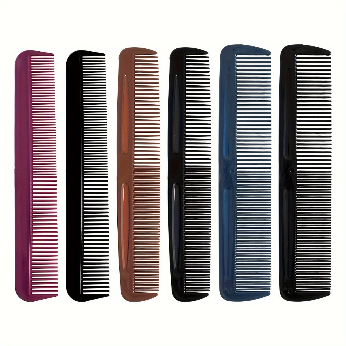 TEMU 6-piece Hair Comb Set, Finishing Combs For Normal Hair, Plastic , Abs Handle, Portable Travel And Pocket Size, Dual-teeth Hair Styling Tools For