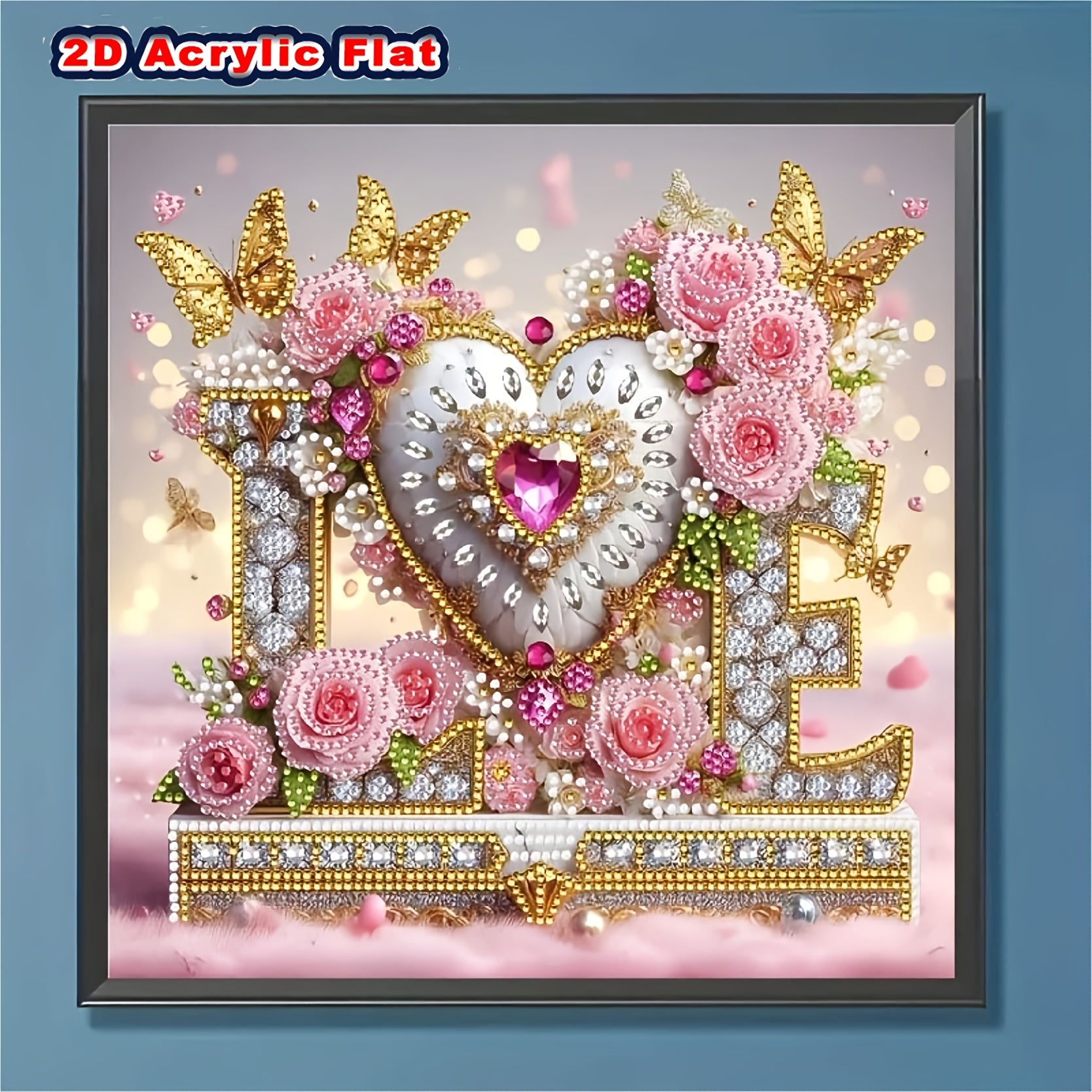TEMU 2d Special Shape Diamond Painting Kit, Valentine's Day Crystal Art For Home Wall Decor, 11.8x 11.8-inch Canvas Adult Holiday Craft, Pictures,