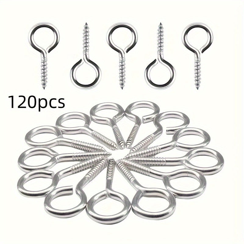 TEMU 120pcs Nickel Plated Carbon Steel Ceiling Hooks For Hanging Christmas Lights & Plants - Indoor-outdoor Bolt-on Hook Set