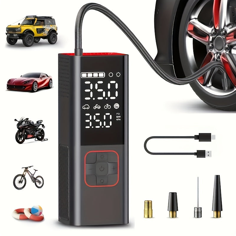 TEMU Tire Inflator Portable Air Compressor, 20000mah Cordless 160psi Portable Air Pump For Car Tires, 4x Faster Inflation Cordless Tire Pump With