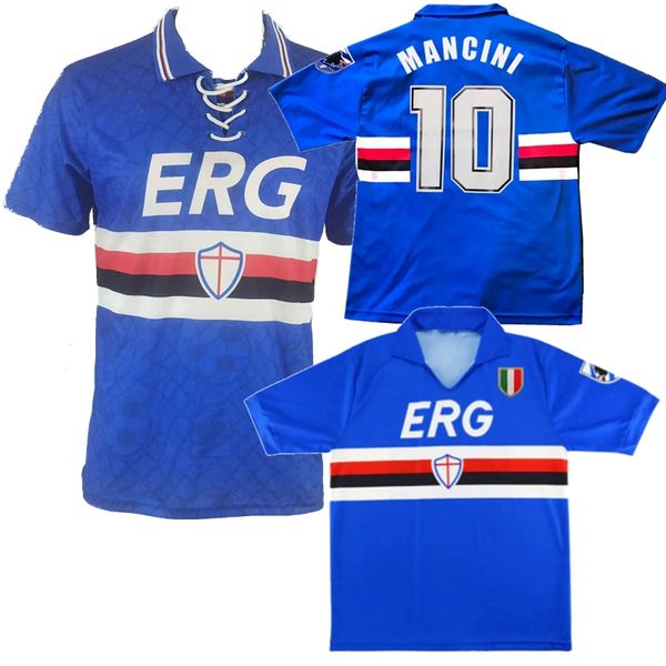 1990 1991 1994 1995 Sampdoria retro soccer jerseys VIALLI Mancini Classic Vintage football Sports shirts