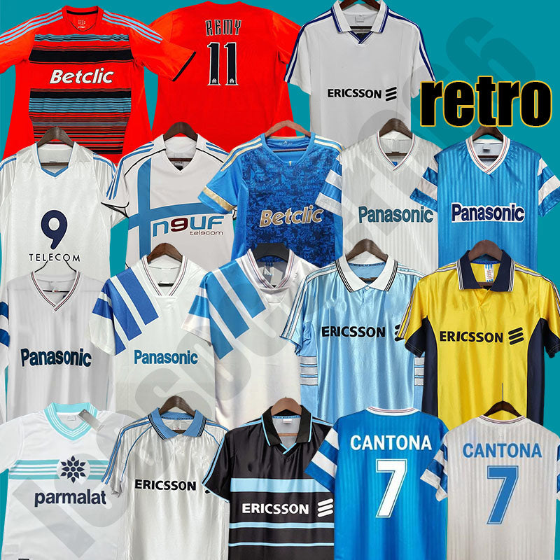 Retro mar seille Papin Cantona WADDLE #8 Soccer Jerseys Vintage Classic football Shirts 1990 1991 Maillot de foot maillot om retro soccer jersey mar