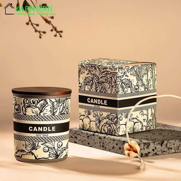 Candles Coffee Scented Candles in Jars with Wooden Lid Decorative Aromatic Candles Wholesale Chinese Style Flameless Candles Q241111