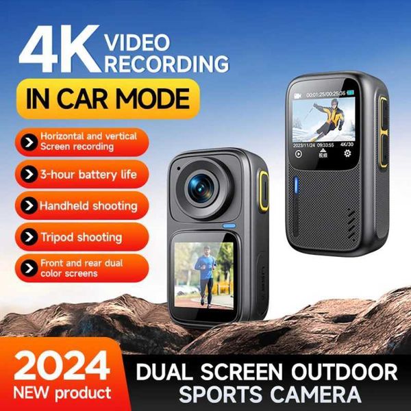 Sports Action Video Cameras 4K-30F Sports Camera WiFi Camera Dual Screen 6-Axis Anti-Shake Touch Control APP Remote Control with Waterproof