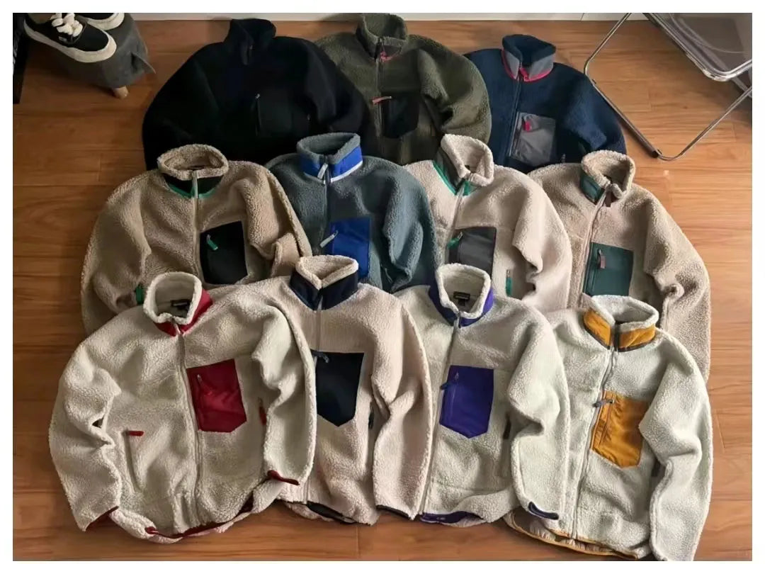 Designer Jacket Man Jackets Womens Jacket Hooded Fleece Retro zipper Thick Warm Down Models Lamb Cashmere Stand Collar Size XS-XL