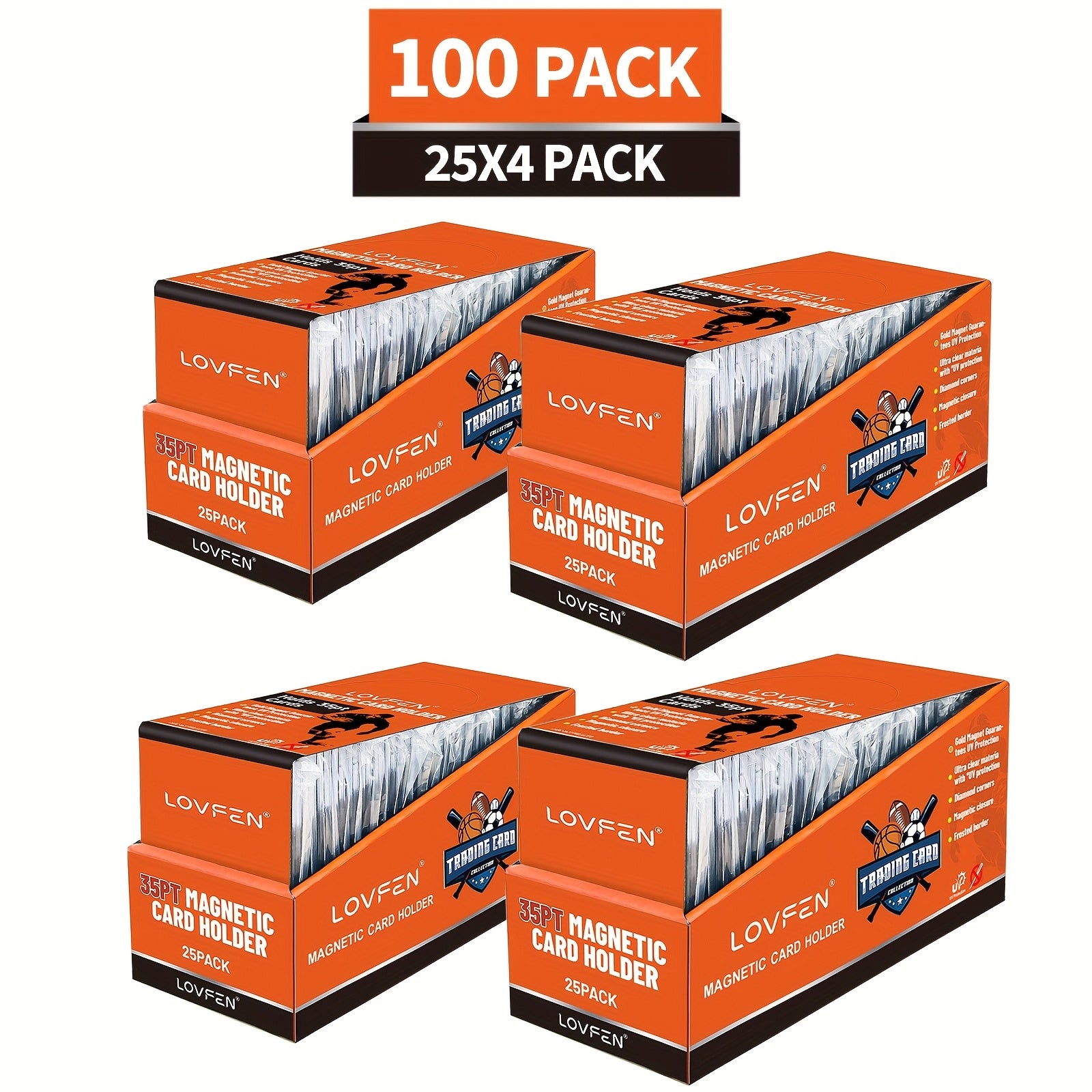 TEMU Lovfen 100ct Magnetic Card Holder 35pt Magnetic Card Holders For Trading Cards Card Display Case Holders Protectors Sleeves Hard Plastic Cover