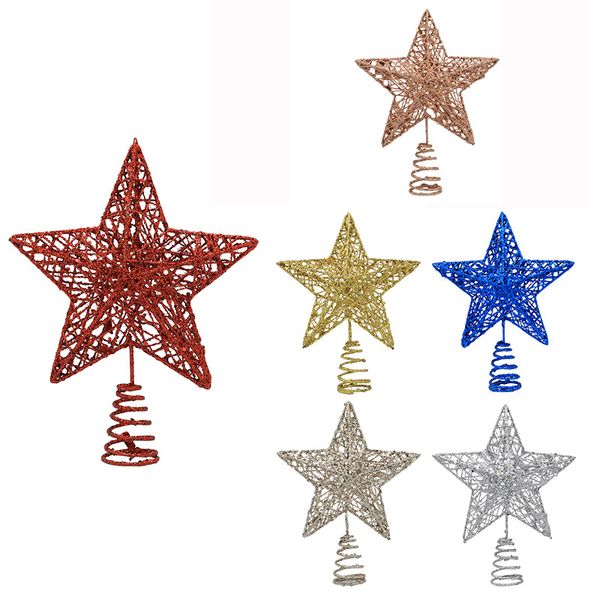 Glittered Christmas Tree Topper Star Decoration Xmas Treetop Home Decor 8 Inches-20cm Red Gold Silver Blue XBJK2210