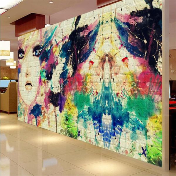 Colorful hand - painted watercolor cartoon beauty background wall custom 3d wallpaper murals silk 3d wallpaper