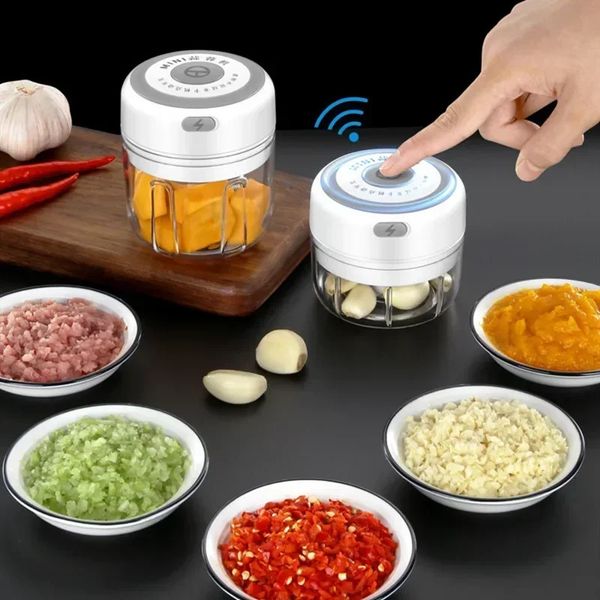 100-250mL Mini Electric Garlic Chopper Vegetable Chili Meat Ginger Masher Machine Sturdy Durable USB Charging Blenders Kitchen 241223