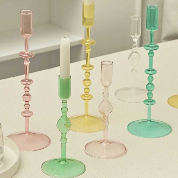 Slim Candlestick Holder Glass Candle Holders Home Decor Glass Table Candle Stand Holder Creative Decoration OrnamentC241029
