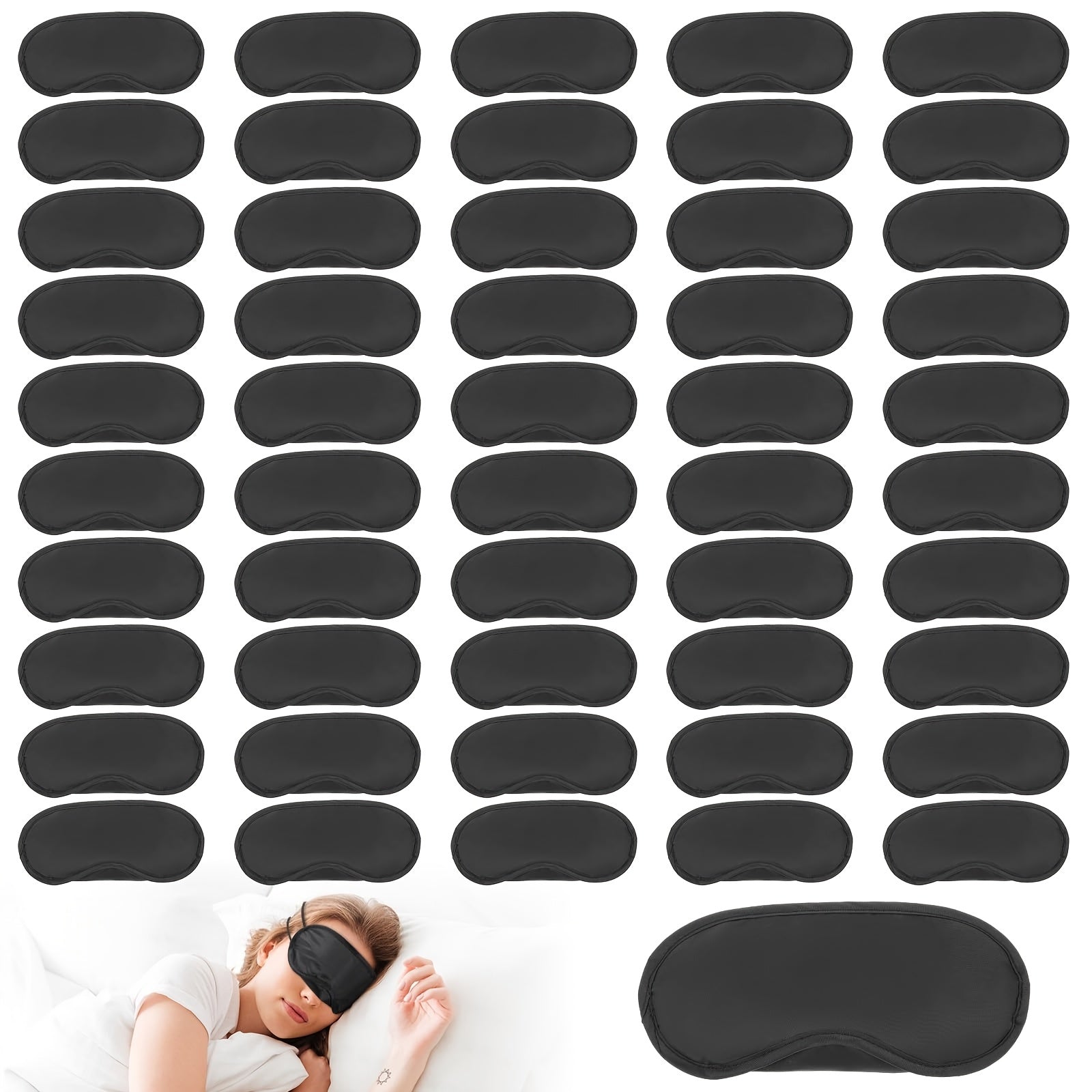 TEMU 50pcs Blindfolds Sleep Mask Bulk Eye Mask Shade Cover Blindfolds For Party Games With Nose Pad And Adjustable Strap For Travel Sleep Party