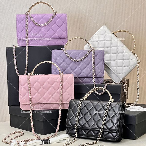 Clutch With Chain Crossbody Bag 19cm Designer Wallet On Chain Handbag Mirror Top quality Lambskin Phone Holder Bag With Box 24C16C