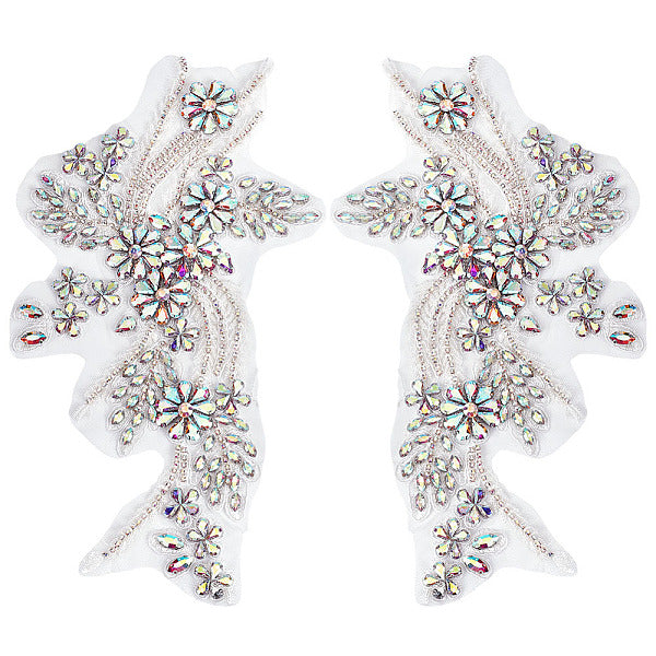 Toppe in tessuto con applicazione di strass in vetro poliestere