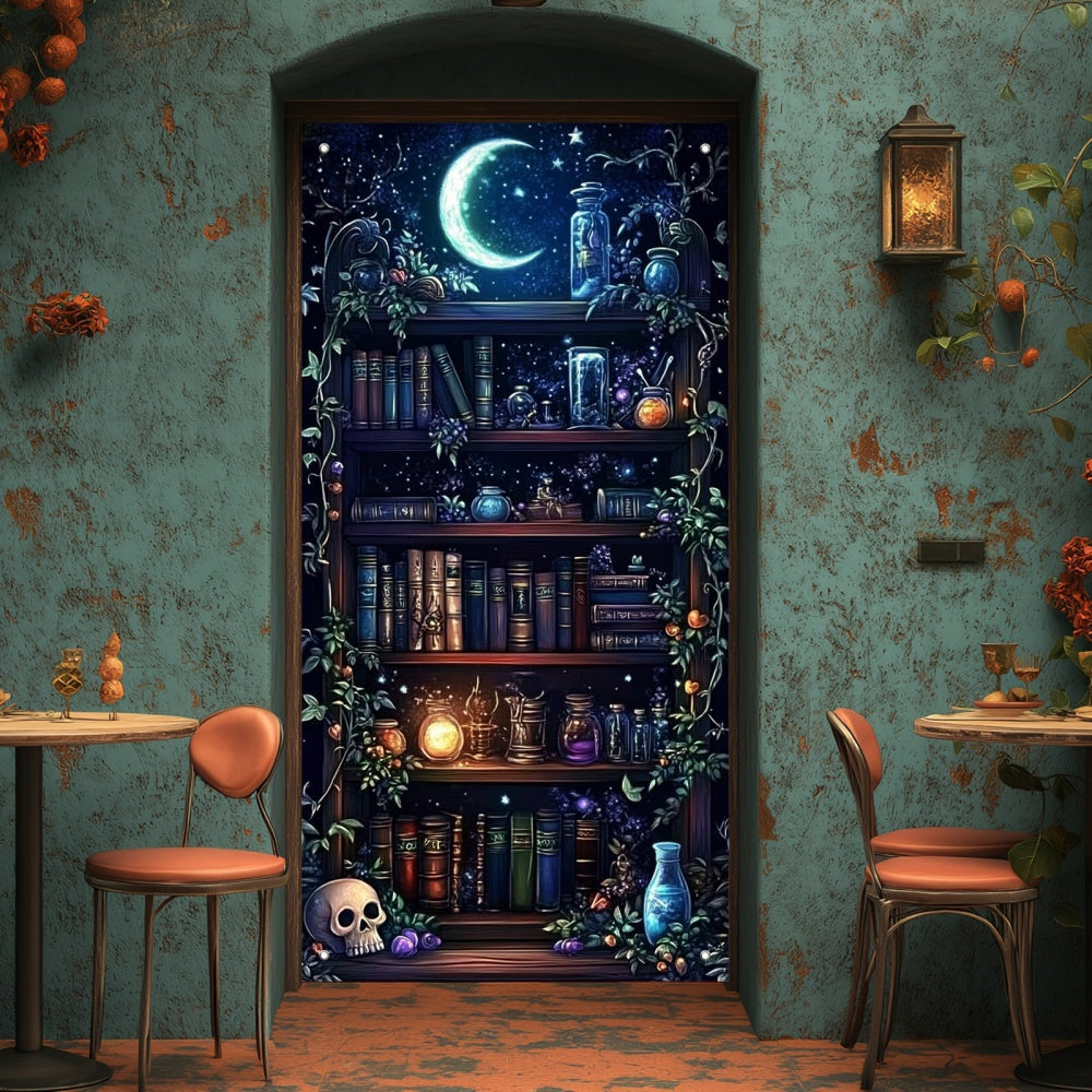 TEMU 2d Door Banner, 1 Vintage Magic Bookcase Blackout Curtain, Polyester Privacy Door Curtain For Bedroom And Wardrobe, 35.4x70.9 Inches,