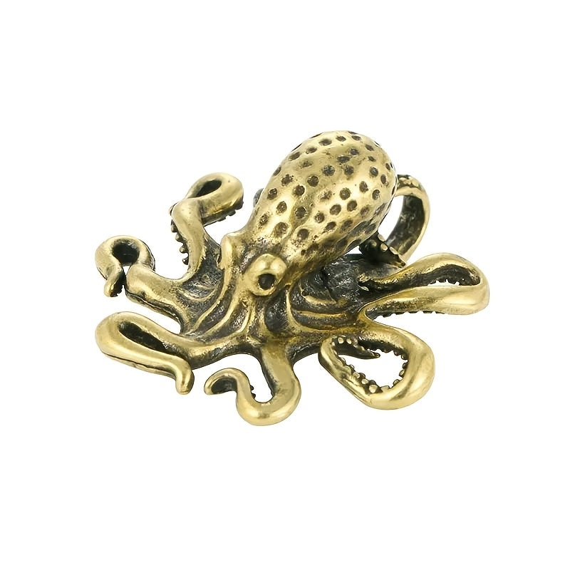 TEMU 1pc Solid Brass Octopus Figurine, Animal Handcrafted Metal Art, Versatile Room Decor, Indoor & Outdoor Use, No Electricity Required, Desk