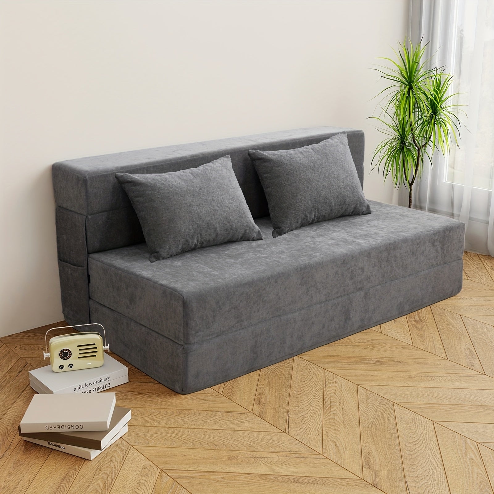 TEMU Folding Sofa Bed, Sofa, Convertible Sleeper Floor Cushion, Sofa Sleeper With Pillows And Washable Seat Covers For Living Room- Bedroom-