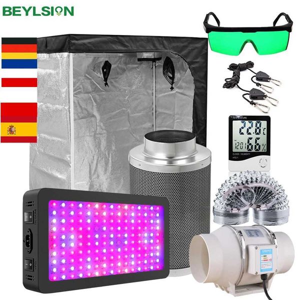 Other Garden Supplies BEYLSION Growbox Grow Tent Full Kit Grow Light Lamps Set 4-5-6-8 Inch Centrifugal Fans Activated Carbon Air Filter For