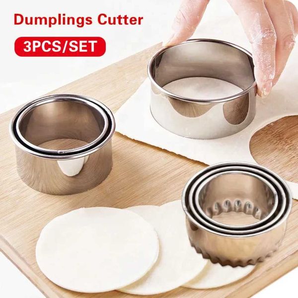 3Pcs Stainless Steel Dough Cutter Dumplings Molds Round Cookie Biscuit Cutters Circle Pastry Cutters Baking Circle Ring Molds Z250116