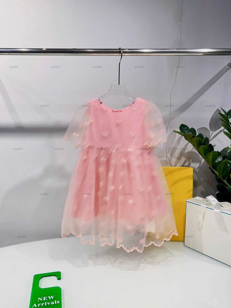 Classics Girls dress See through short sleeve design princess dress lace material baby skirt kids designer clothes Various styles baby dress