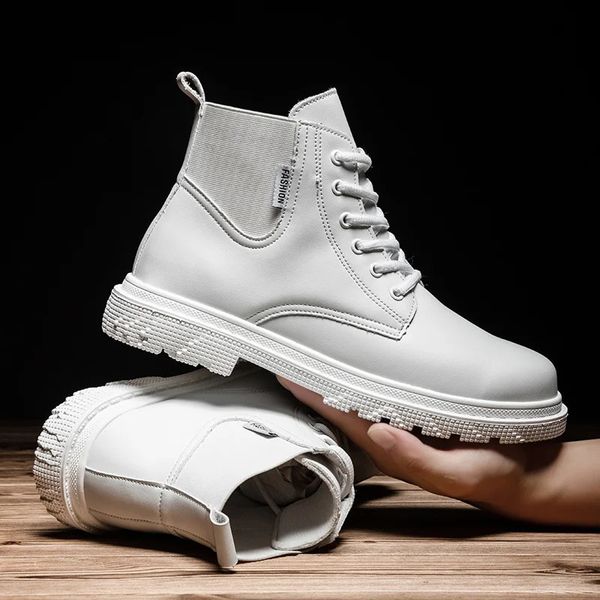 Spring Autumn Classic White Formal Shoes Men Women Boots Tamanho 35 UNISSISEX Hightop Trabalho casual Zapatos Hombre 241230