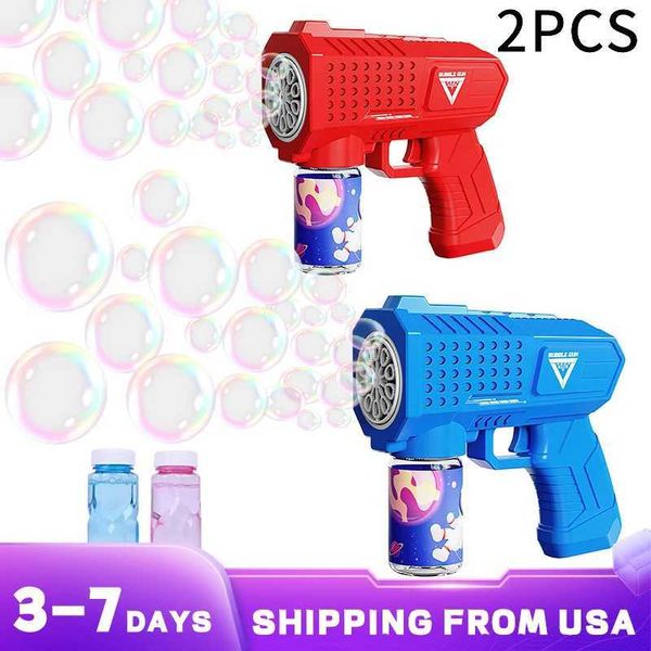 Bring 2 bottles of 50ml bubble water 2pcs bubble guns handheld kids fully automatic outdoor toy Childrens holiday gift toy Y250120