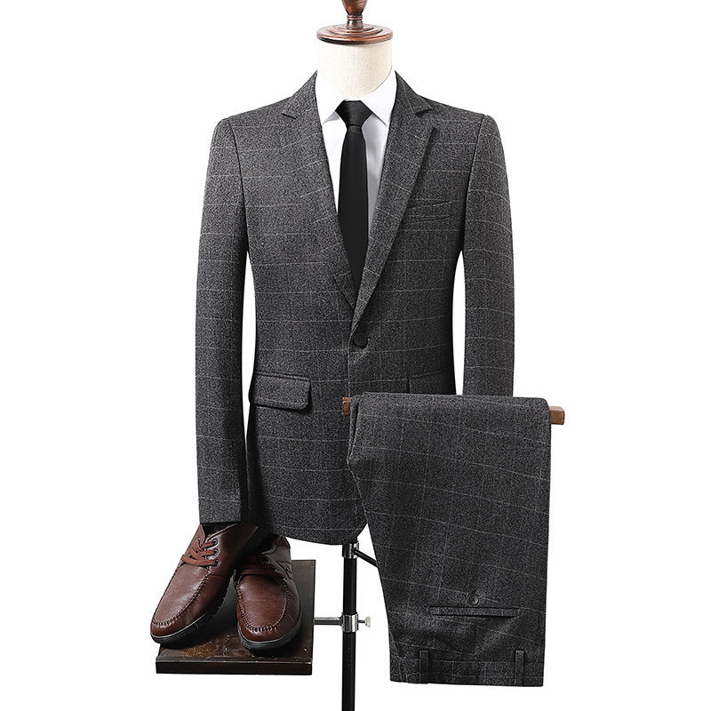 K780 Men&#039;s Slim Fit Plaid Suit - Business Casual Wedding Attire for Handsome Appearance