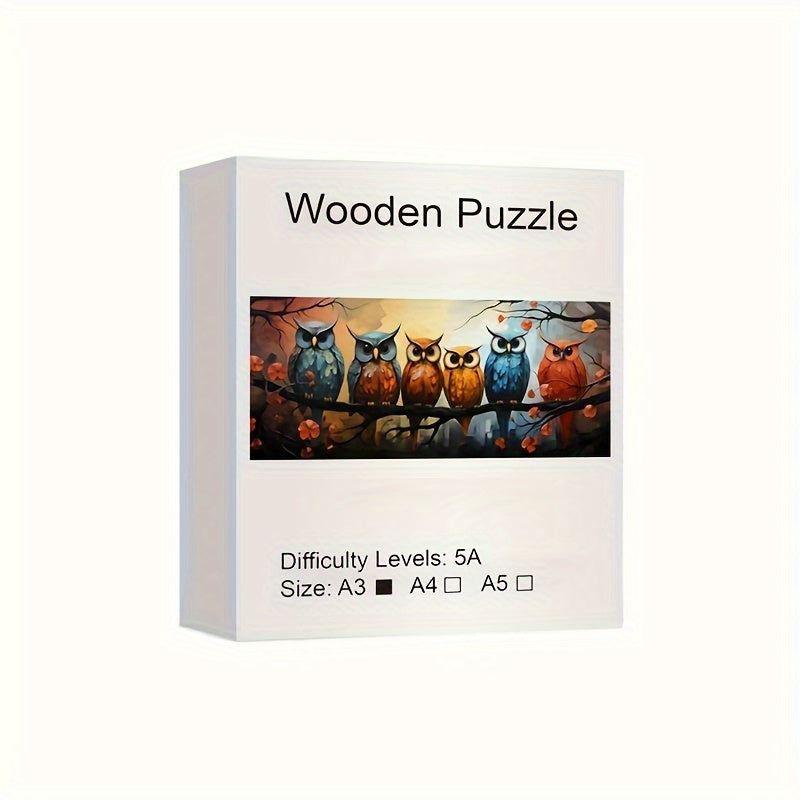 TEMU Owl Family Wooden Puzzle, Uniquely Irregular Animal Shaped Wooden Jigsaw Puzzles - A Creative Gift For Teenagers & Adults