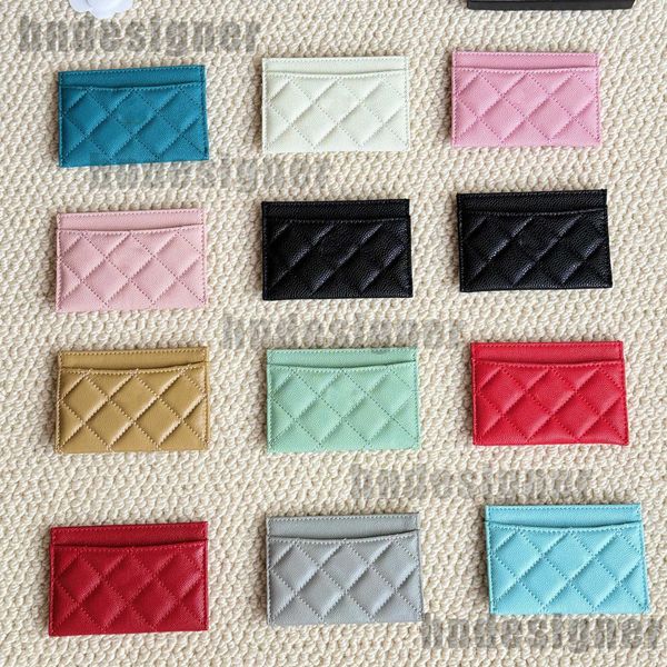 Fashion Sheepskin Leather Wallet Designer Credit ID Card Holder Purse Money Bags Plaid Cardholder Case For Men Women Cowhide Caviar Mini Car