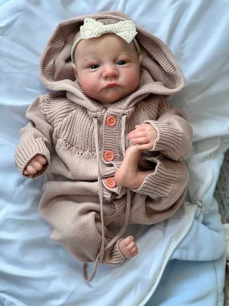 Dolls 19inch Already Painted Finished toy Baby Doll Levi Awake Newborn Baby Size 3D Skin Visible Veins Collectible Art DollL24731