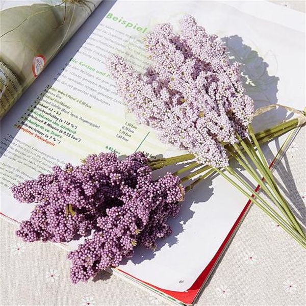 6 Pieces -set PE Lavender Artificial Flower Wholesale Plant Wall Decoration Bouquet Material Manual Diy Vases for Home GC1862
