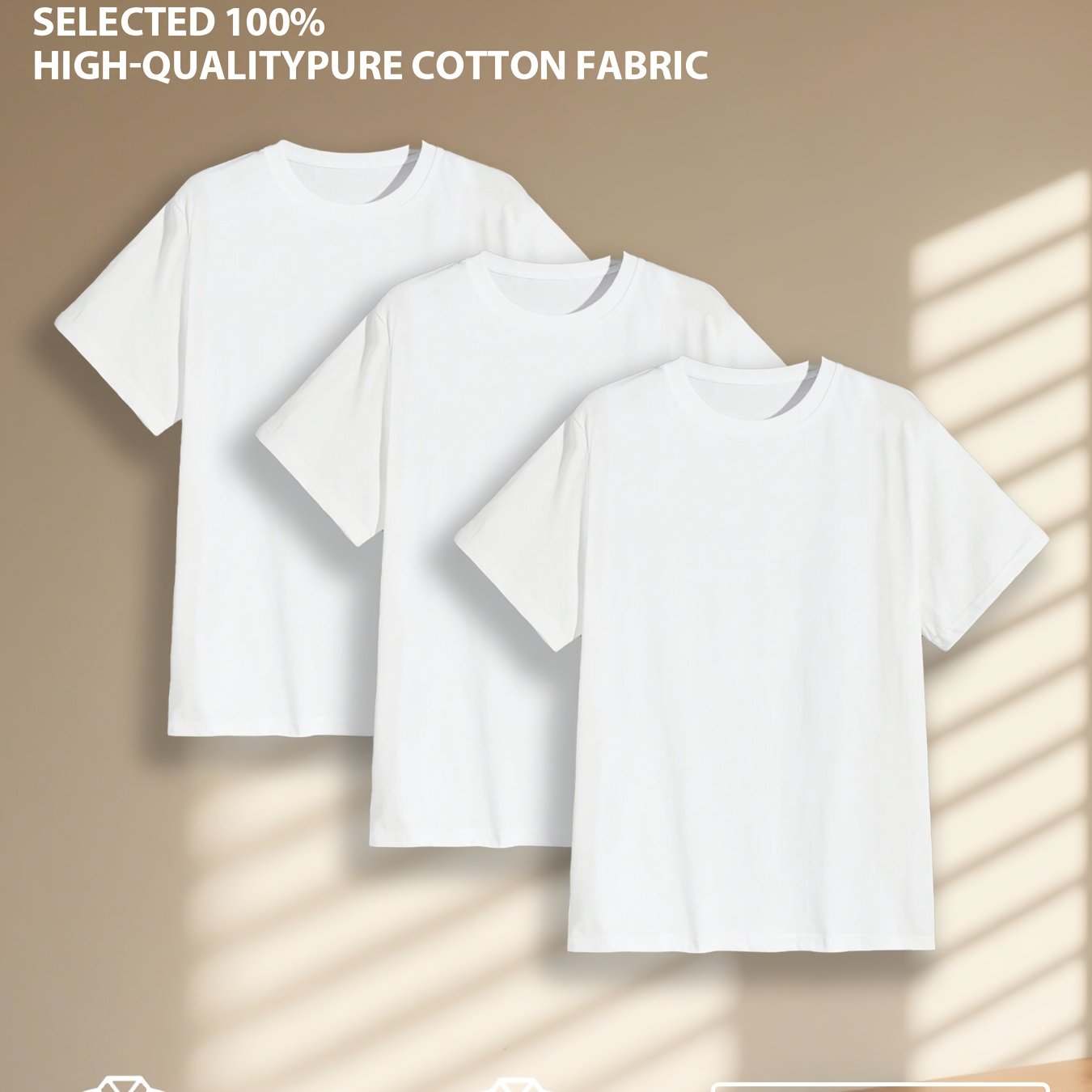 TEMU 3pcs Men's Round-neck Short-sleeved Sports T-shirt, Made Of Pure Cotton, Soft And Comfortable, Suitable For Fitness, Outdoor And Casual Wear All