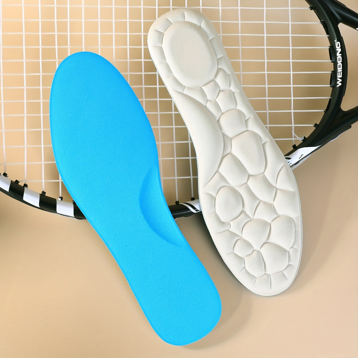 TEMU 1pair Memory Foam Cushioned Foot Pad Massage Shock Absorption Inserts, Comfortable Inner Sole Sport Daily Insoles For High Heels, Sneakers