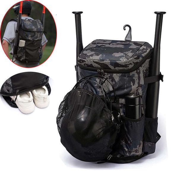 Waterproof Large Capacity Professional Training Baseball Helmet Outdoor Black Camouflage Basketball Bag Backpack
