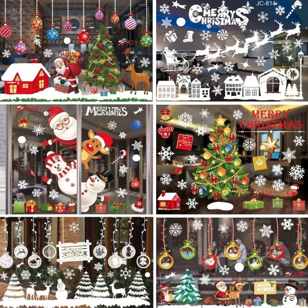 Christmas Window Stickers Merry Decoration for Home Kids Room Wall Mirror Sticker Glass Year 2023 240910