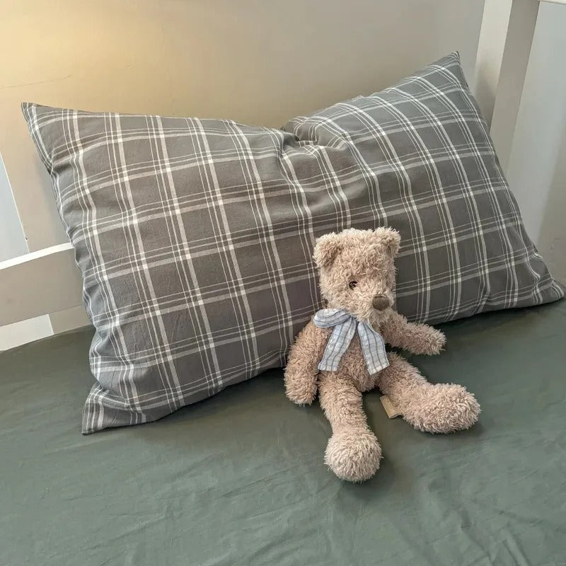 100% Cotton Pink Bedding Set Nordic Chic Duvet Cover Flat Sheet Pillowcase Soft Comforter Cover Bed Linen Boy Girl Home Textiles AJBY240731