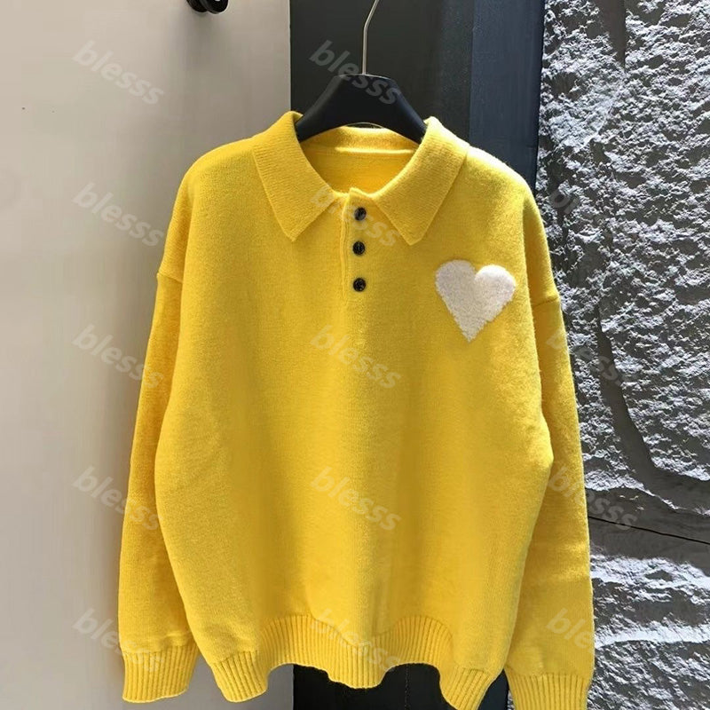 Autumn Winter New Sweater Heart-shaped Jacquard Knitted Tops Wool Collar Hoodie Sweater For Couples Casual Versatile Knit Shirts DPD2411141