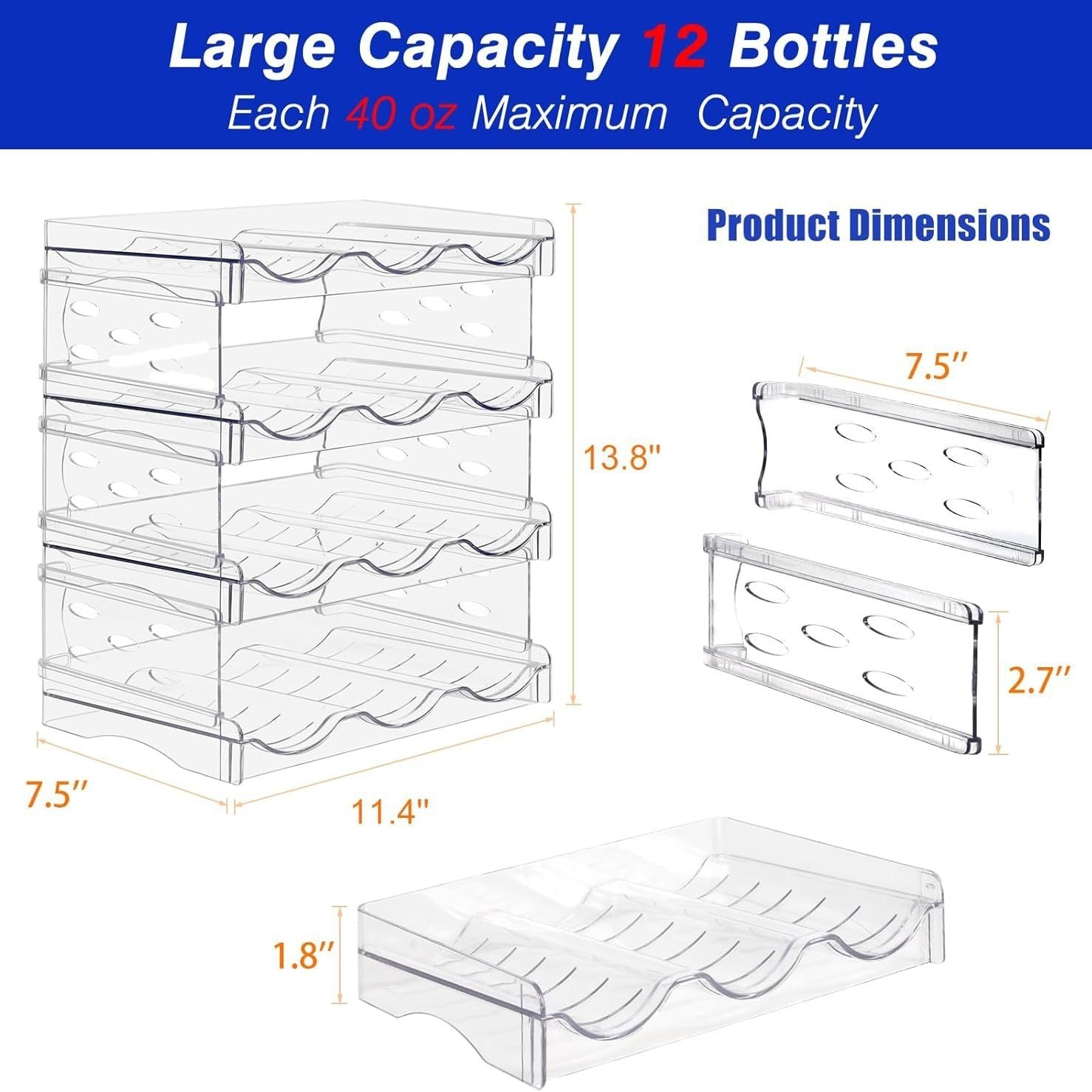 plastic stackable wine rack for refrigerator cabinet countertop wine bottle holder water bottle organizer for fridge pantry kitchen supplies